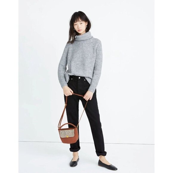 Madewell Mercer Sweater Cable Knit Turtleneck Donegal‎ Gray Sz Small  Wool Blend - Picture 1 of 10